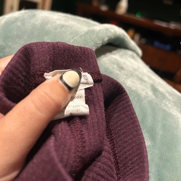 Purple Ribbed Kids Leggings - Picture 3 of 3